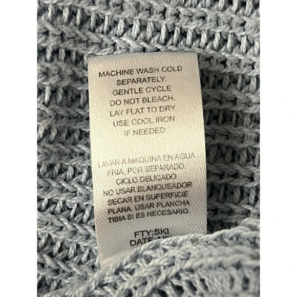 Jolie And Joy Light Blue Vneck Cropped Pullover Crochet Top M Boho Beach Peasent - Picture 6 of 10